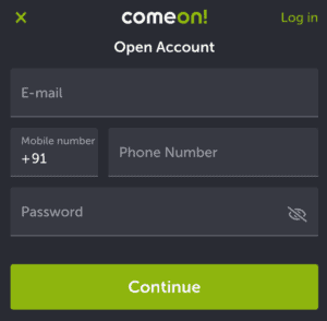 comeon app registration